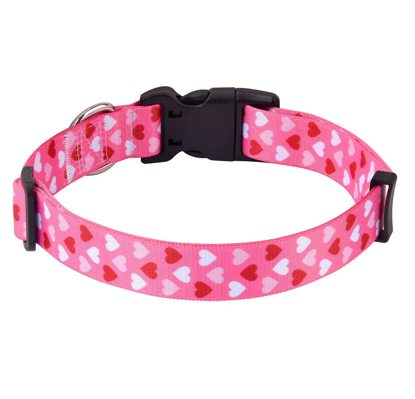 Mihqy Valentine'S Day Dog Collar - Adjustable Heart Dog Collar - Love Theme - Perfect For Small Medium Large Dogs(Pink Heart,Xs)