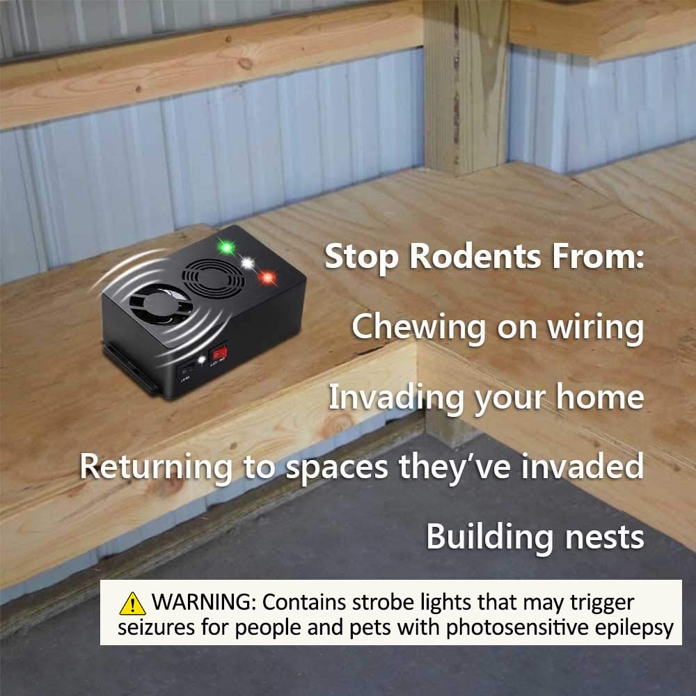 Angveirt Ultrasonic Mice Repellent - Battery Operated, Indoor Pest Control, 2 Count, Black, Plastic