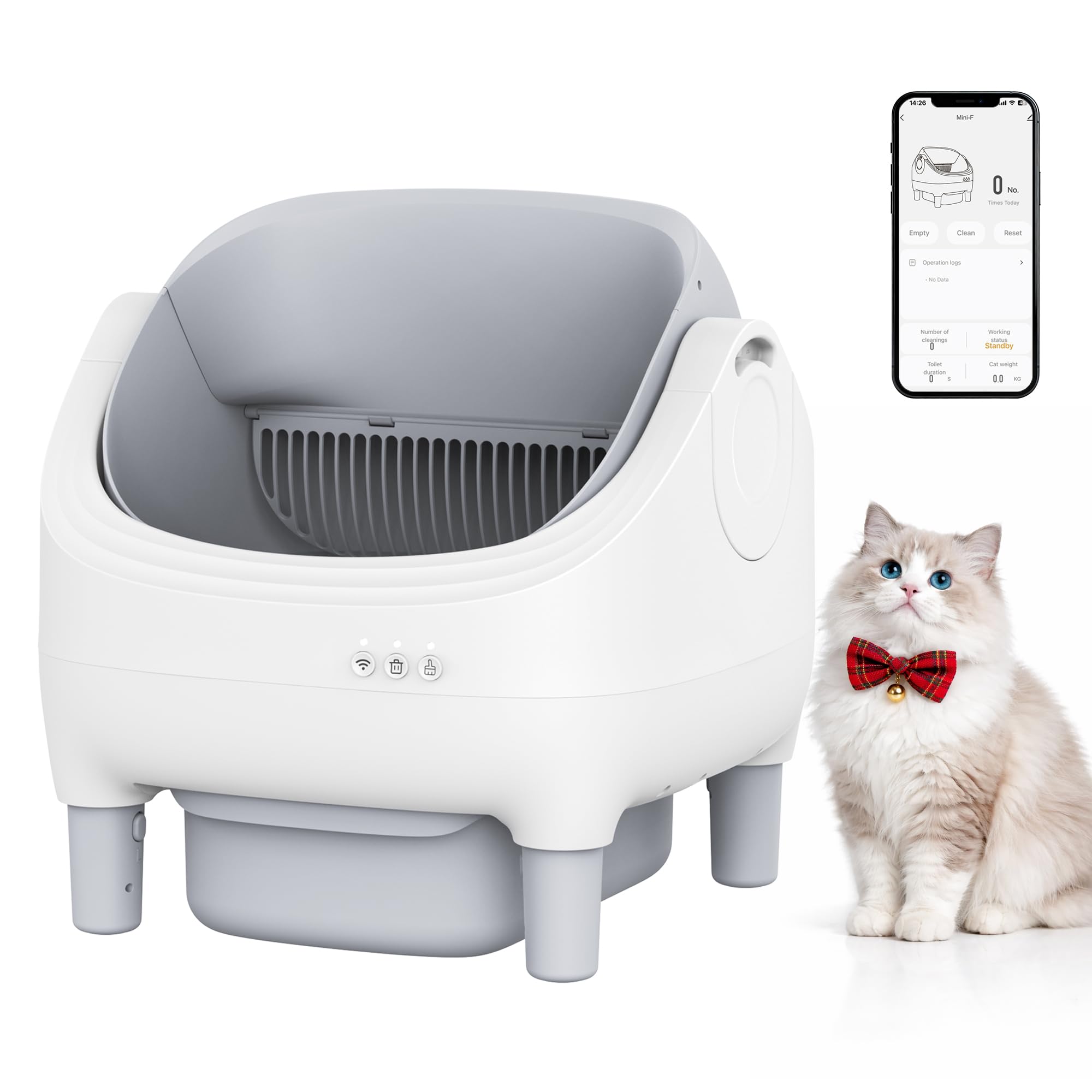 GarveeLife Automatic Self Cleaning Litter Box with APP Control, Open-Top Smart Cat Litter Box for Multiple Cats, 7-Layer Safety 
