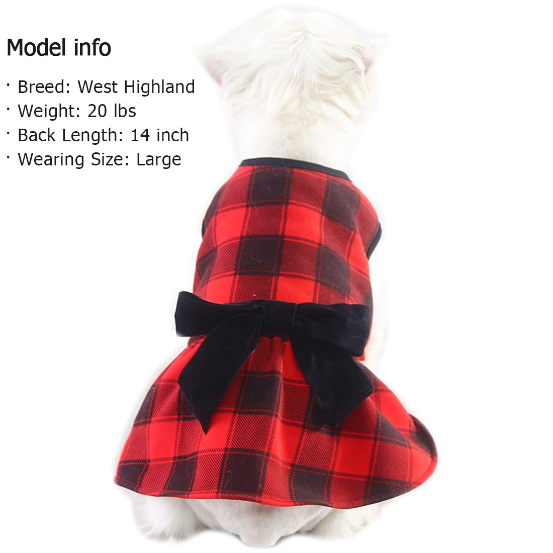 Kyeese Dog Dress Red Buffalo Check Dog Dresses With Bowtie Small Dog Dress