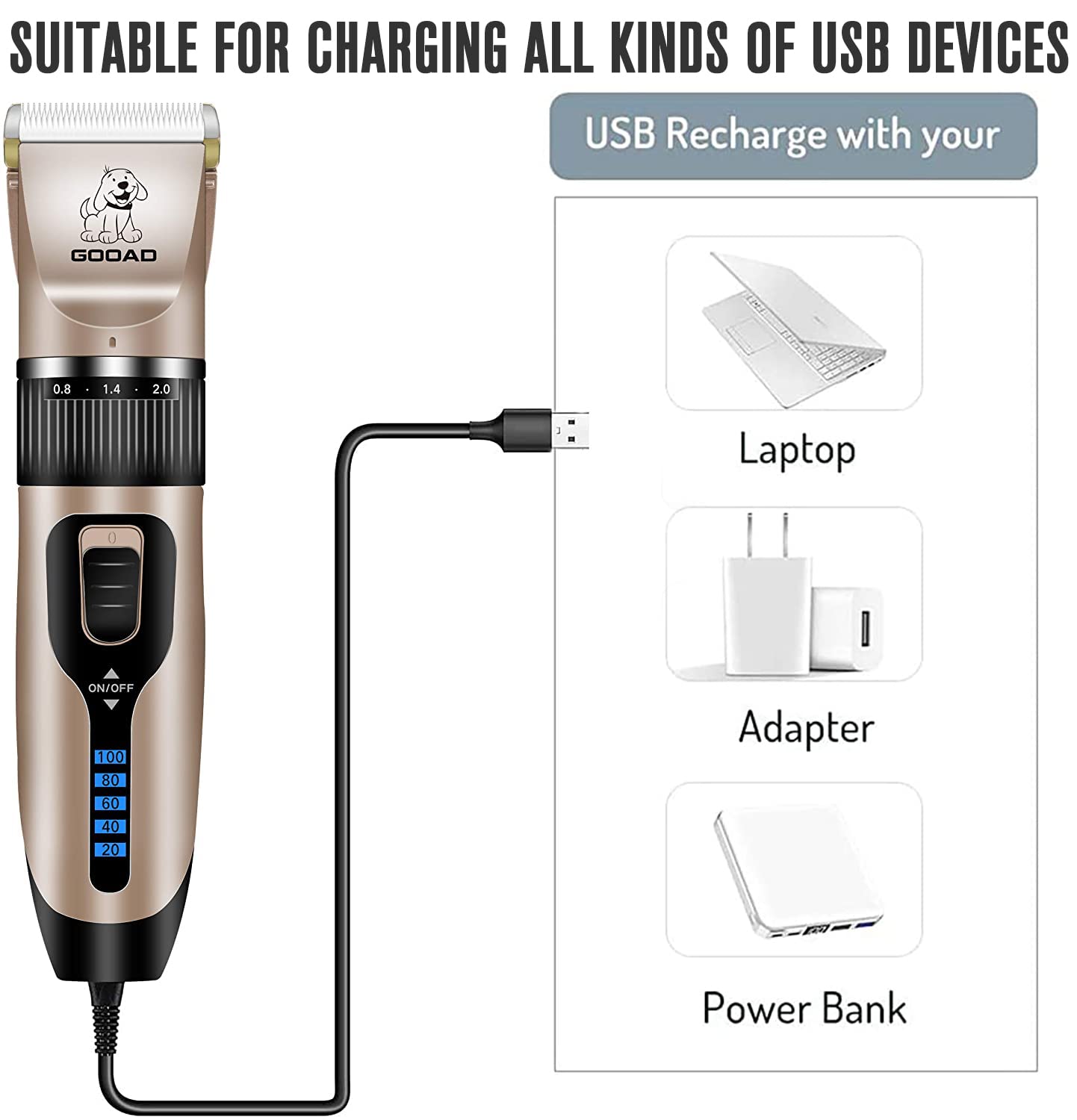 Gooad Dog Clippers,Professional Dog Grooming Kit, Cordless Dog Grooming Clippers For Thick Coats, Dog Hair Trimmer, Low Noise Dog Shaver Clippers,Quiet Pet Hair Clippers For Dogs Cats