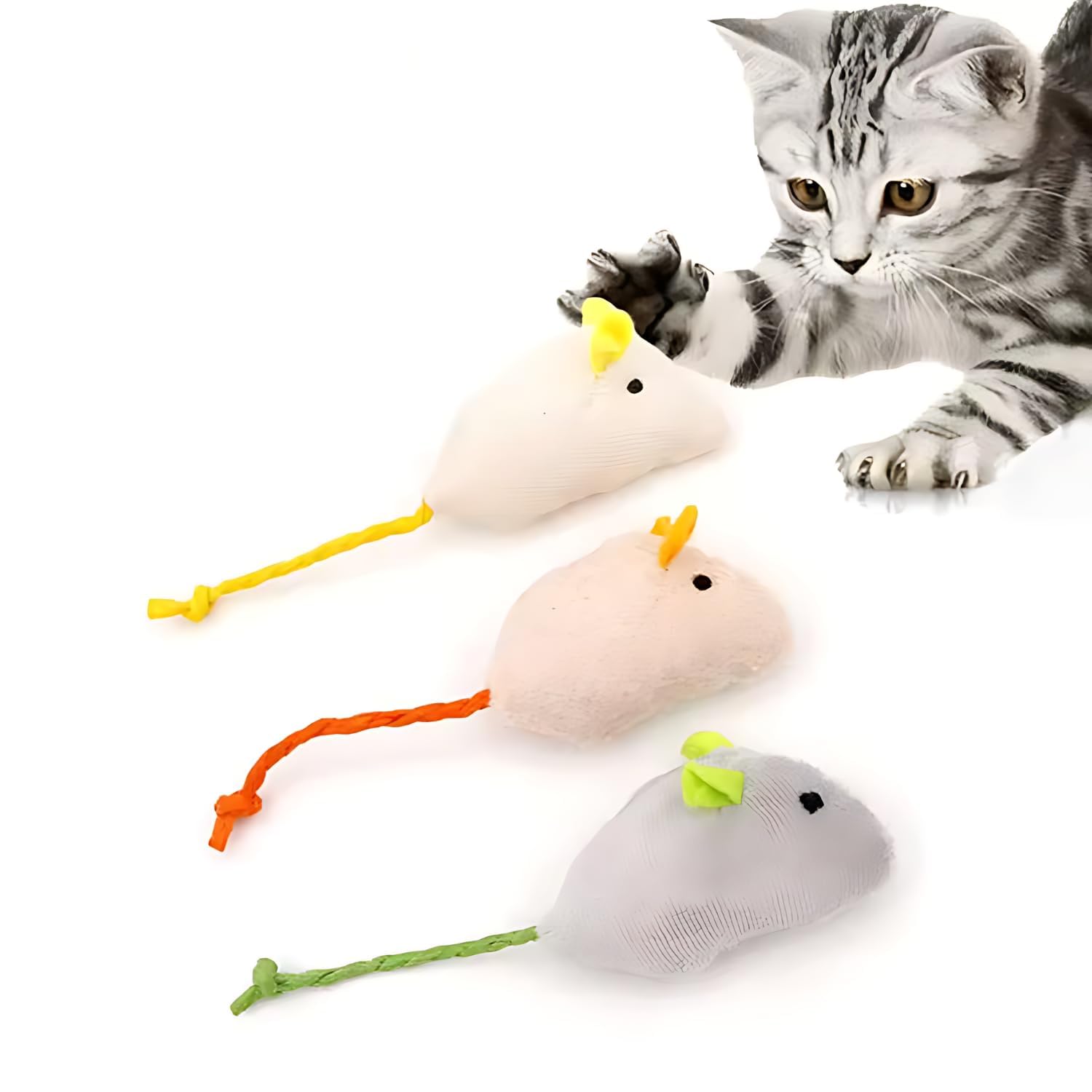 Kittupet 3 Pcs Cat Hunting Mouse Toys | Bite Proof Interactive Plush Mice For Cats & Kittens | Soft Rat Playing Toy For Indoor E