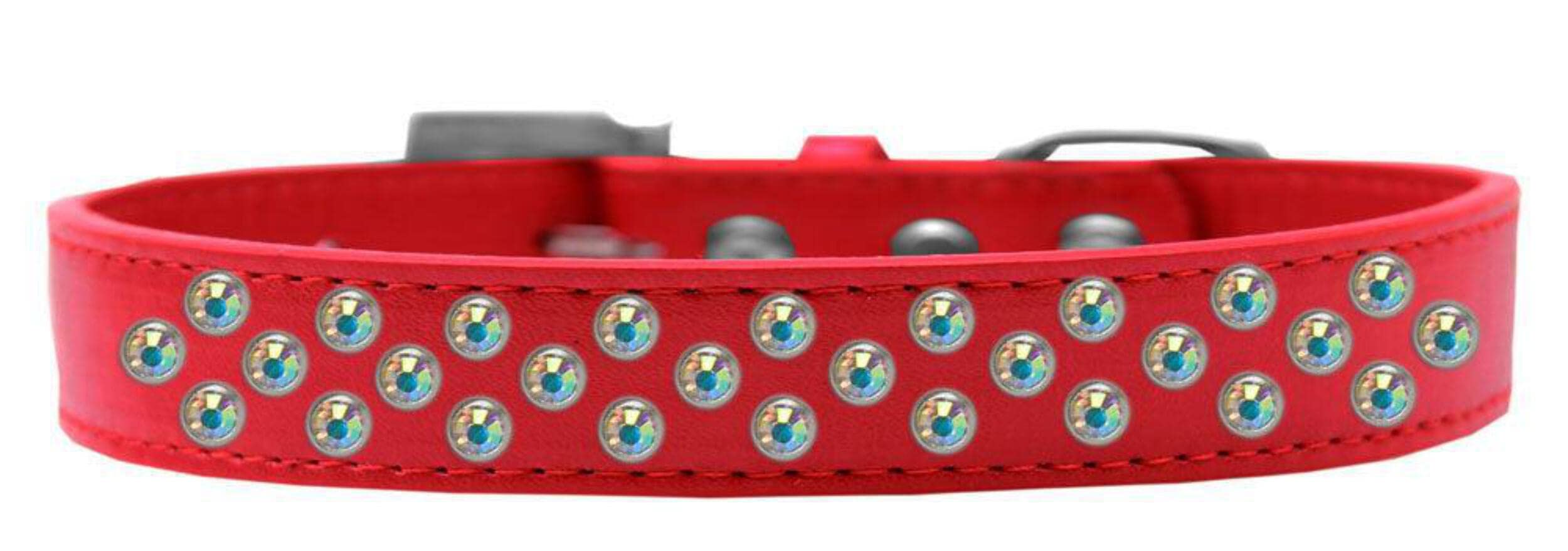 Mirage Pet Products Sprinkles Dog Collar with AB Crystals, Size 18, Red