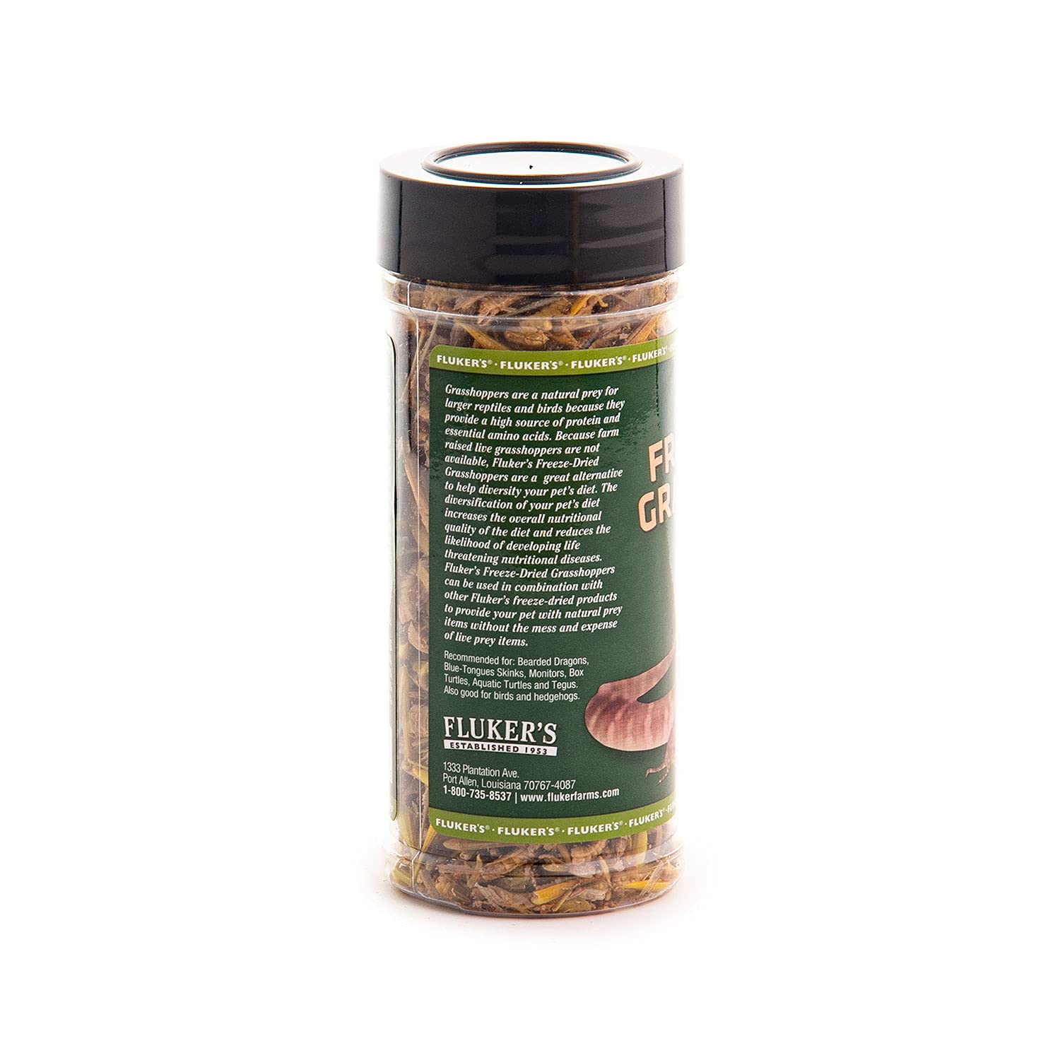 Fluker'S Freeze Dried Grasshoppers, Nutrient-Packed, Ideal For Lizards, Reptiles, Birds, Fish, Hedgehogs, 1.7 Oz