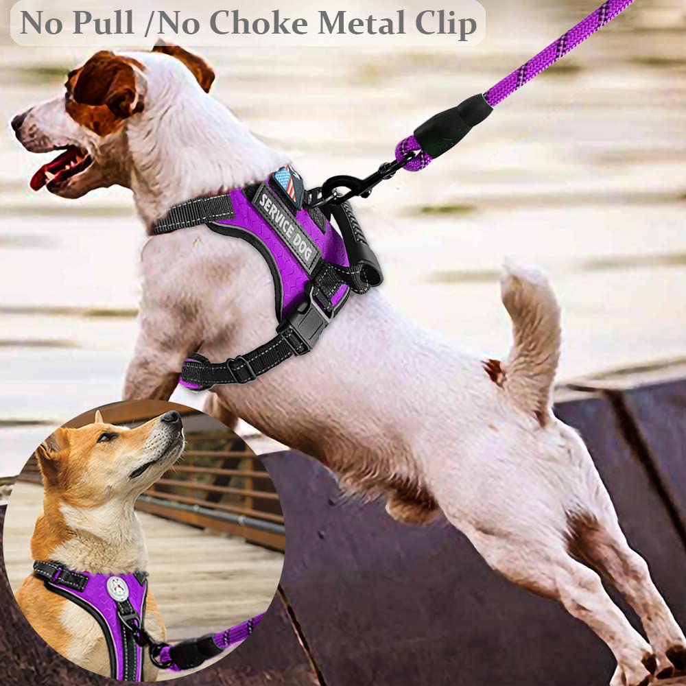 Cymiler Service Dog Vest,No-Pull Dog Harness And Leash Set,Adjustable Oxford Reflective Service Dog Vest Harness With Handle For Outdoor Walking Training,Easy Control For Small Medium Large Dogs