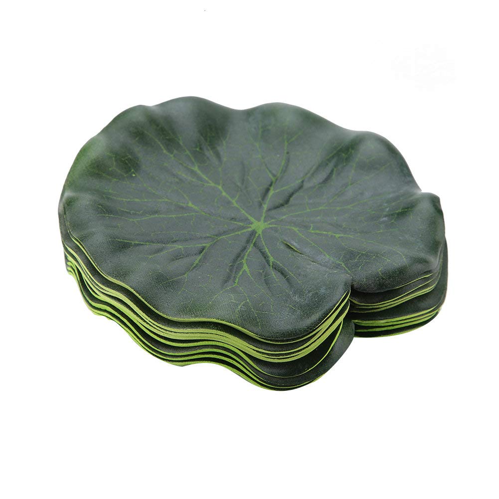 HEEPDD 10Pcs Artificial Lily Pads, Simulation Floating Lotus Leaves Water Landscape Decoration for Pond Fish Pool Patio Fountain