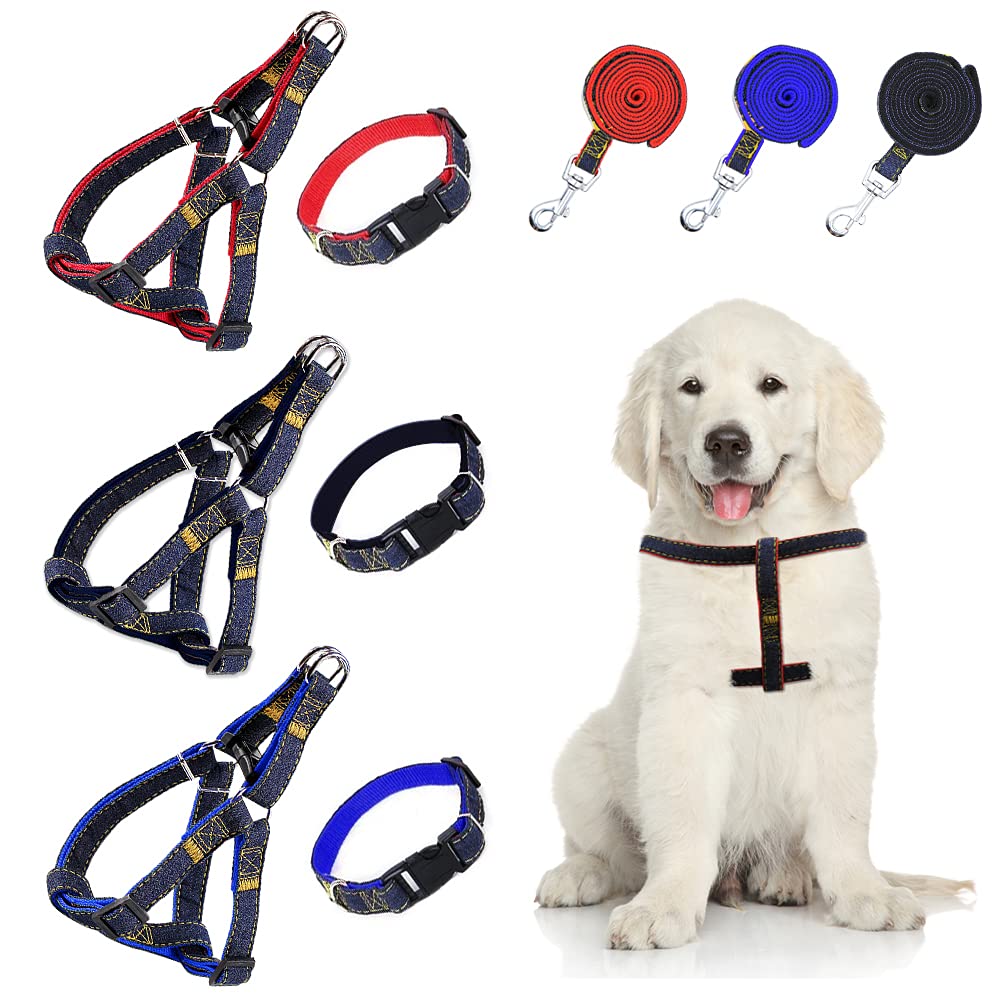 3 Pack Adjustable Cat Harness With Leash Collar Set