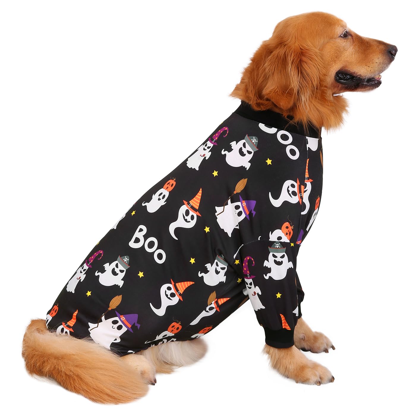HDE Dog Pajamas One Piece Jumpsuit Lightweight Dog PJs Shirt for M-3XL Dogs Cute Ghosts - 2XL
