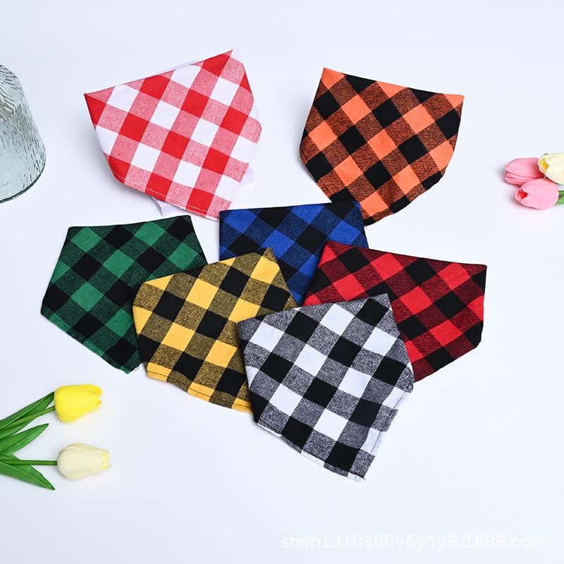 4pcs Dog Bandana Pet Scarf Saliva Triangle Bibs Handkerchief Christmas Classic Plaid Pet Costume Accessories Decoration for Smal