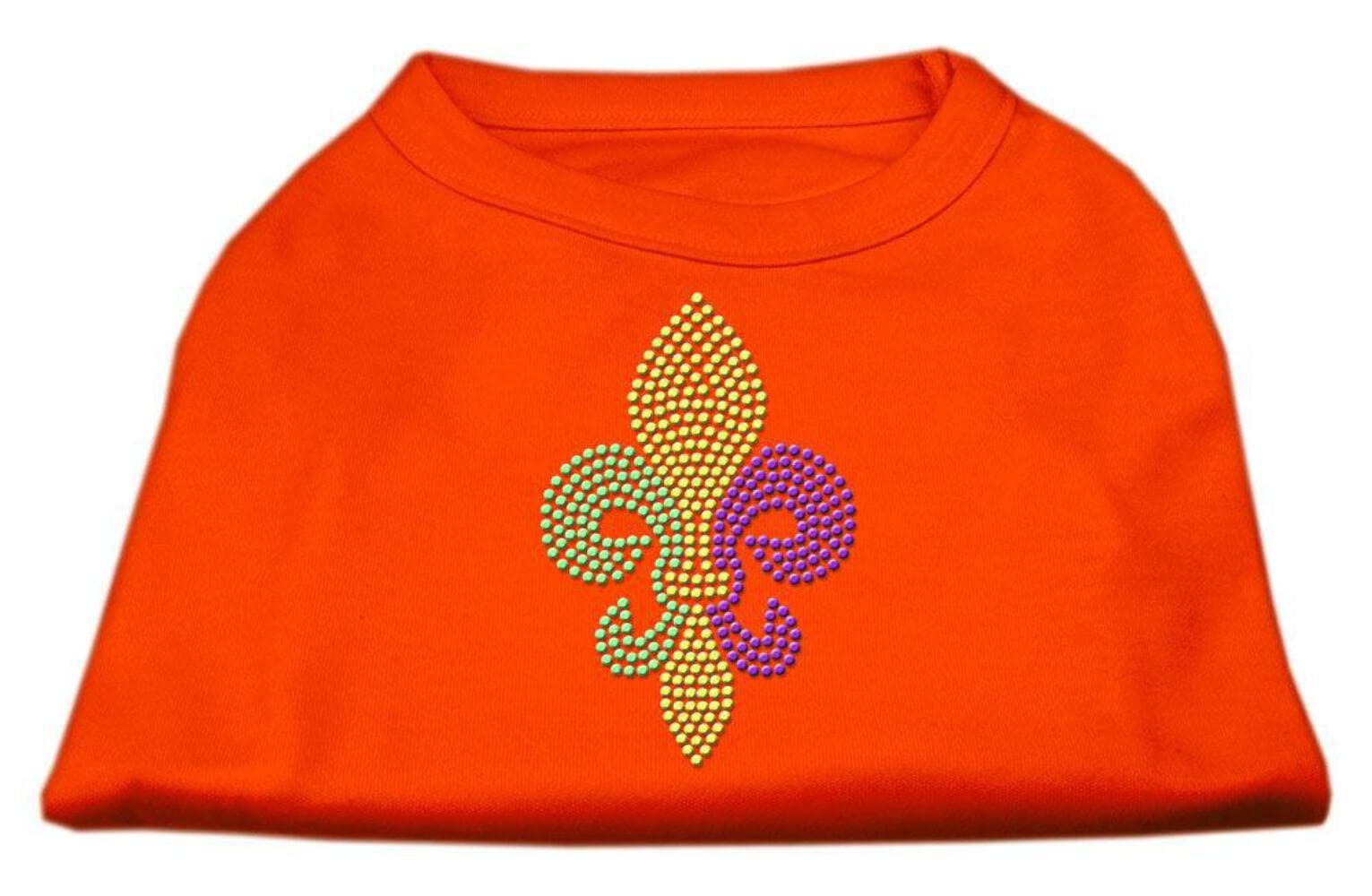 Mirage Pet Products Mardi Gras Fleur De Lis Rhinestone Dog Shirt, X-Small, Orange