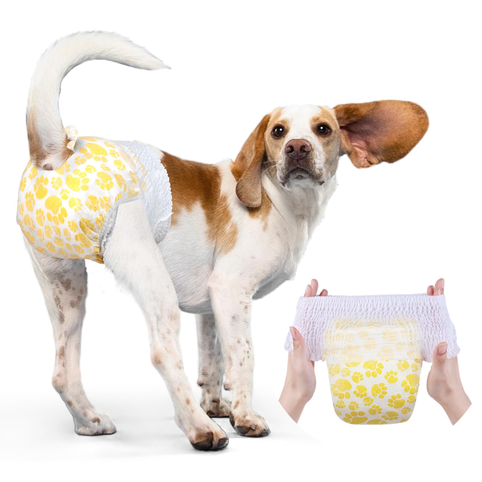 Dono Dog Diapers Female With Stretchy Waist-10-48Pcs, Disposable Full Wrap Female Puppy Dog In Heat Period Diapers, 360 Leak-Pro