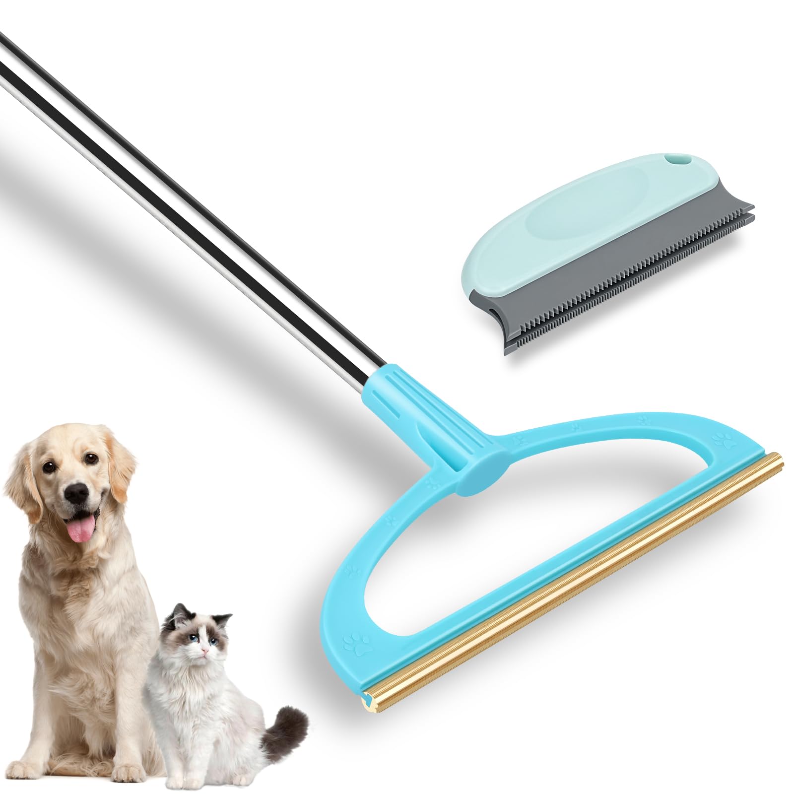 Aizal Carpet Rake For Pet Hair Removal, Pet Hair Removal Tool Set Of 2, 56    Long Handle Carpet Pet Hair Removal Carpet Scraper