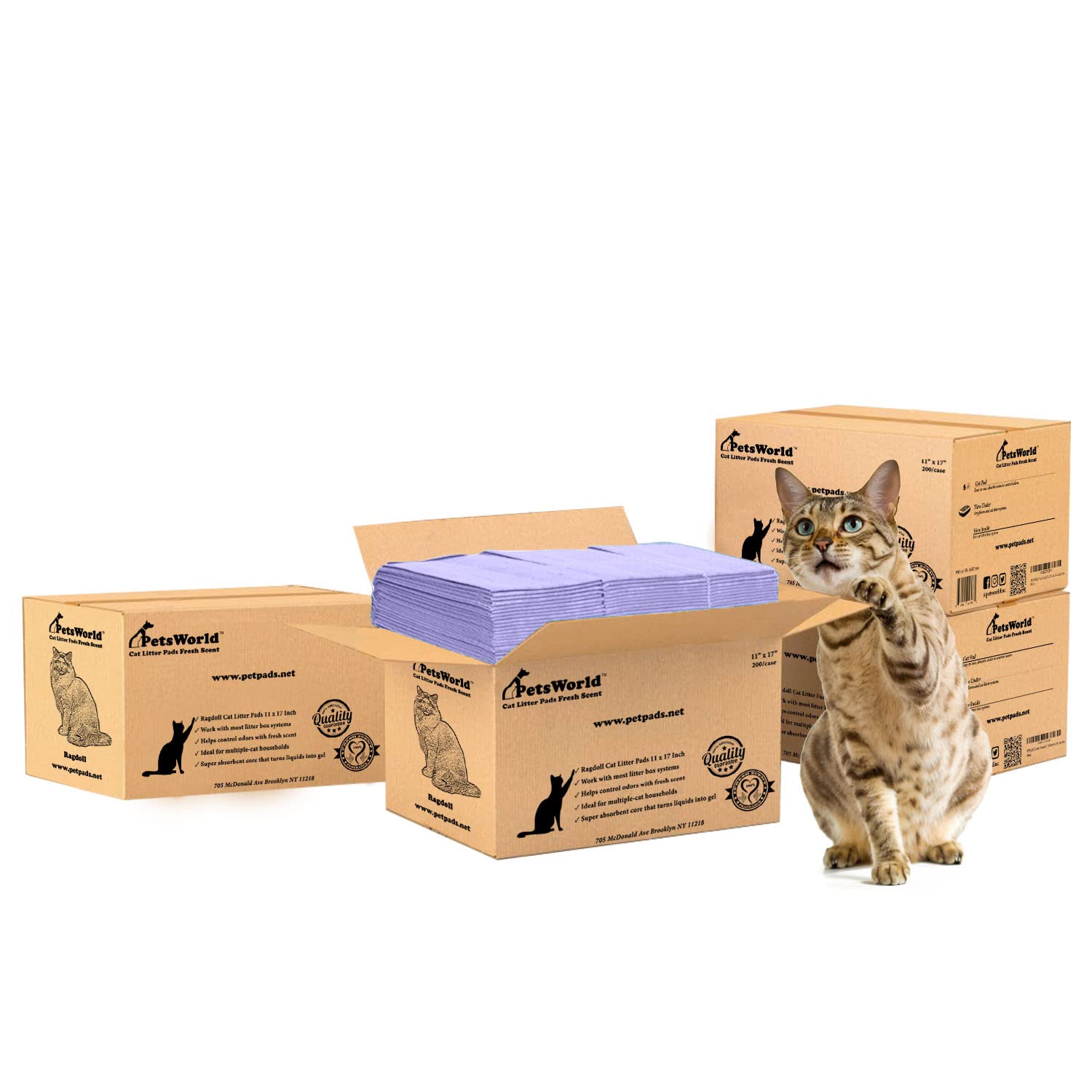 Petsworld Fresh Scented Cat Pads Refills For Tidy Cats Breeze Litter System 800 Pads For Cat Litter Box, 16.9X11.4 Inch