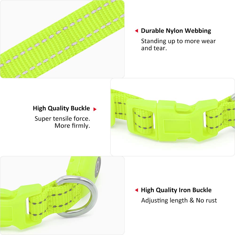Puppy Led Dog Collar, Usb Rechargeable Light Up Collar, Lightweight Nylon Glowing Dog Collar For Your Small Pups& Cats(Green, X-Small)