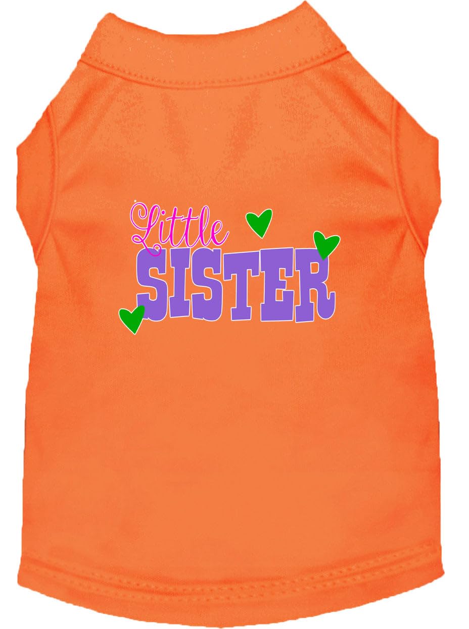 Pet Dog & Cat Shirt Screen Printed, &quot;Little Sister&quot; Orange MD (6-10 lbs.)