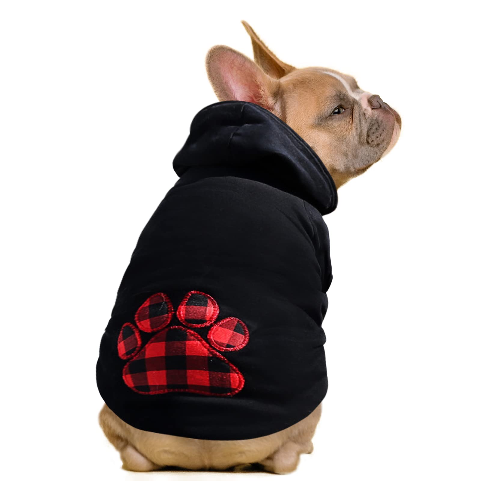 Sawmong Dog Hoodie,Flannel Pet Hooded Sweater With Hat Puppy Pullover Sweater Shirt,Dog (Black,L)