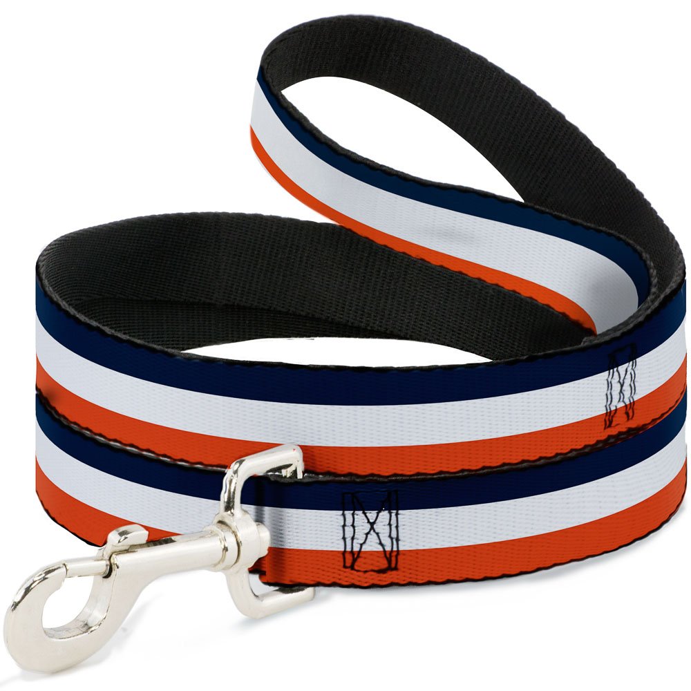 Dog Leash Stripe Navy White Orange 6 Feet Long 1.0 Inch Wide