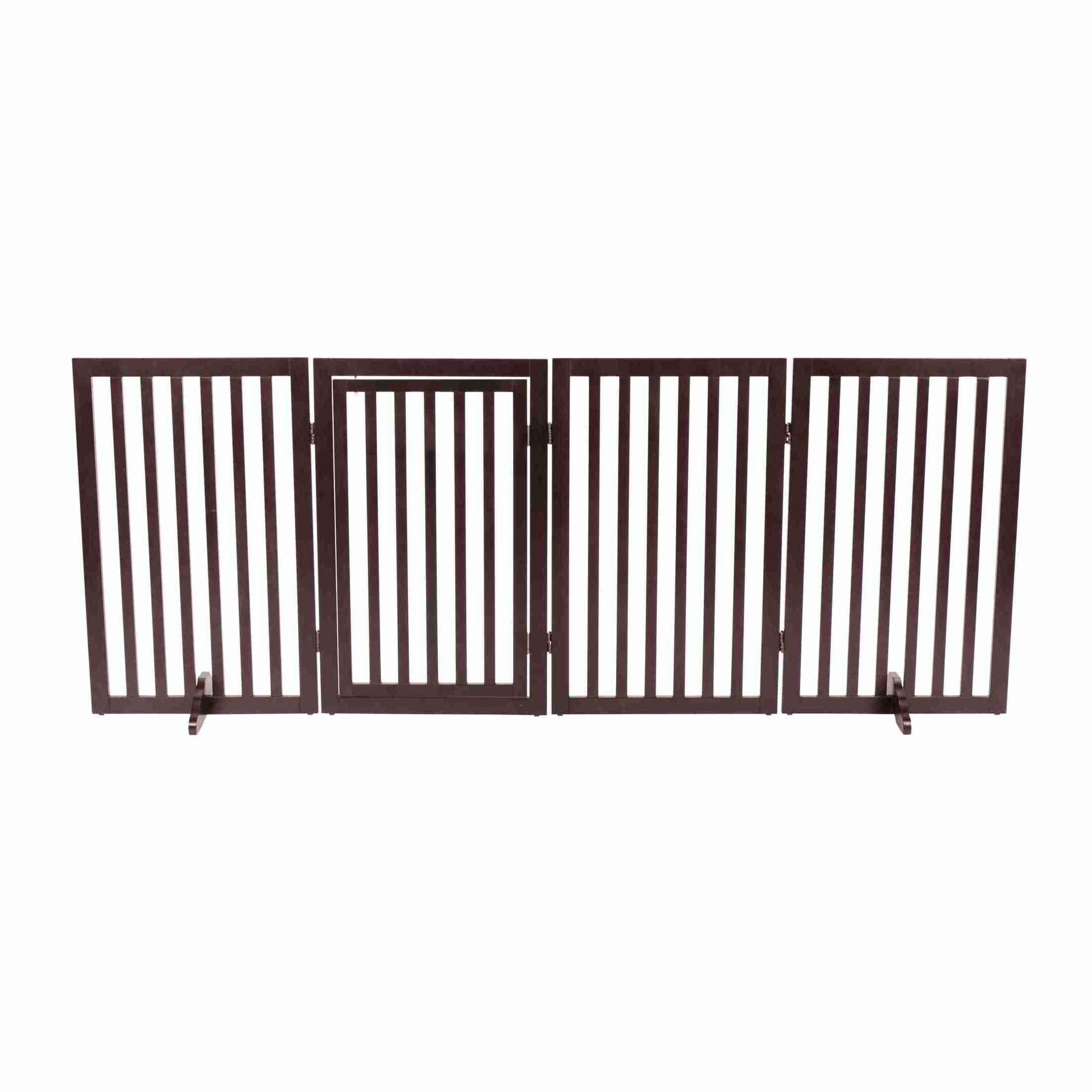 Trixie Freestanding 4-Panel Pet Gate, Foldable Pet Barrier Fence, Convertible Pet Pen, 24-In Tall, Pet Walk Through Pet Door, Br