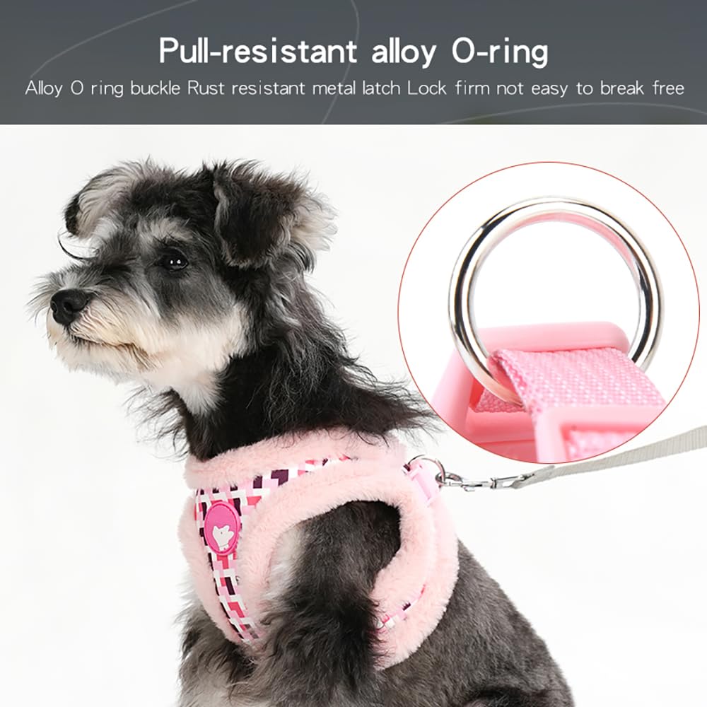 Small Dog Harness And Leash Set, Winter Warm Dog Vest Harness, Soft Plush Padded Puppy Harness With Quick Release Buckles For Wa