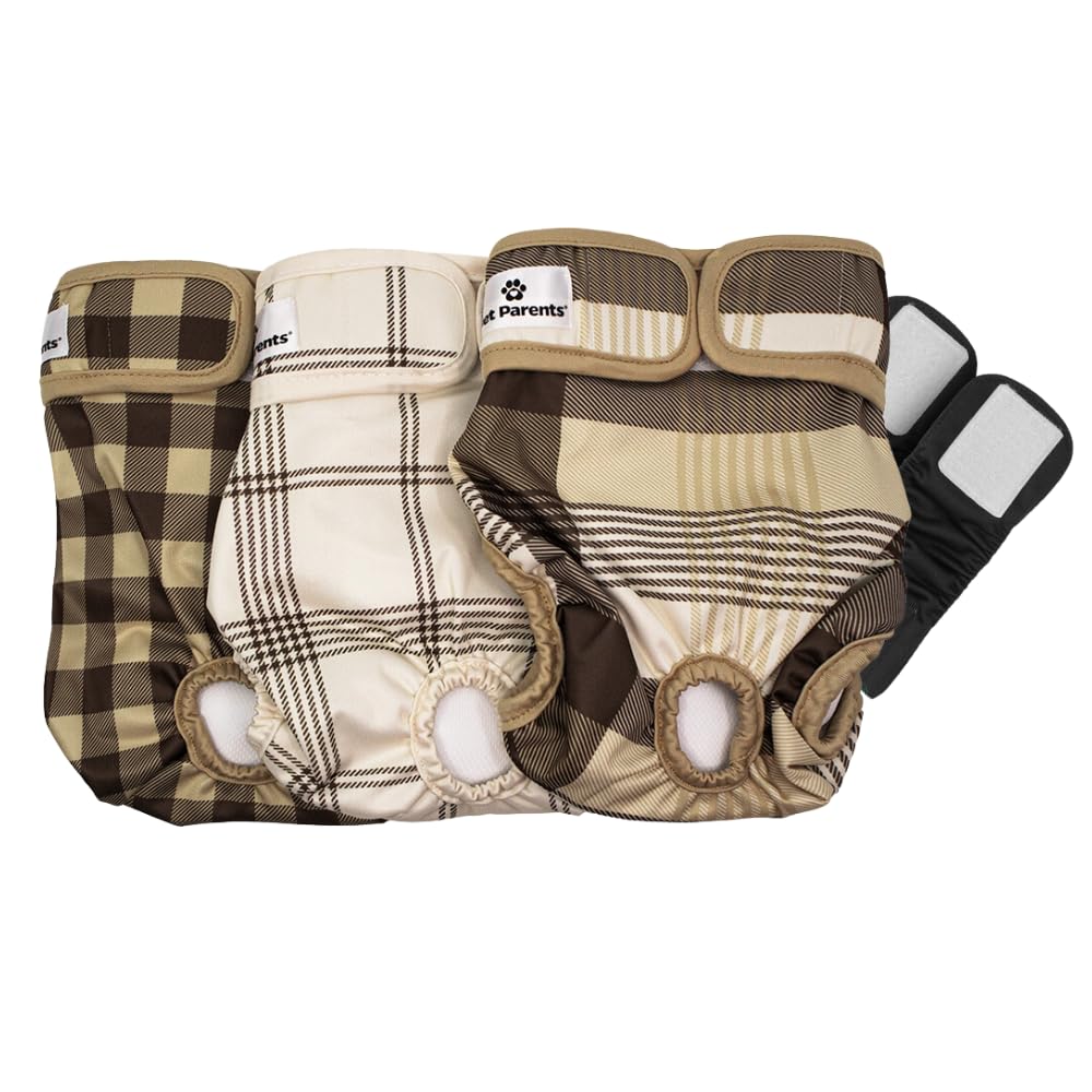 Pet Parents Washable Dog Diapers (3Pack) + Extendrs Of Durable Doggie Diapers, Premium Dog Diapers Female & Male (Large, Oxford)