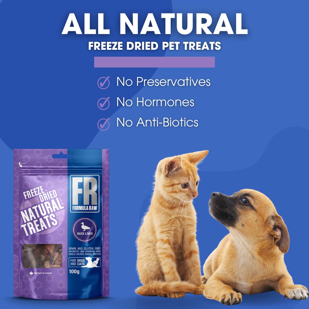Formula Raw Freeze-Dried Duck Liver Pet Treats - Rich in Iron and Nutrients, Natural Single Ingredient Snack for Dogs and Cats -