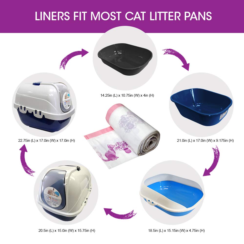 Fresh Kitty 15 Count Jumbo Drawstring Litter Box Liners, Super Thick & Scented, White/Pink