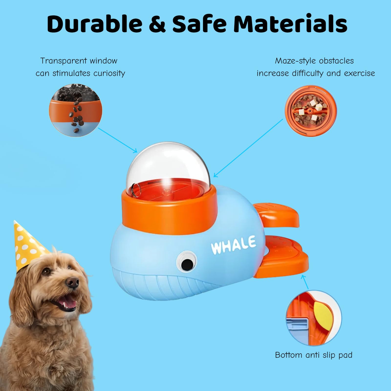 KPWIN Dog Treat Dispenser Toy, Cat Puzzle Feeder, Interactive Durable Yellow Duck-Shaped Puzzle Feeder for Dog Cat Treat Toy (Wh