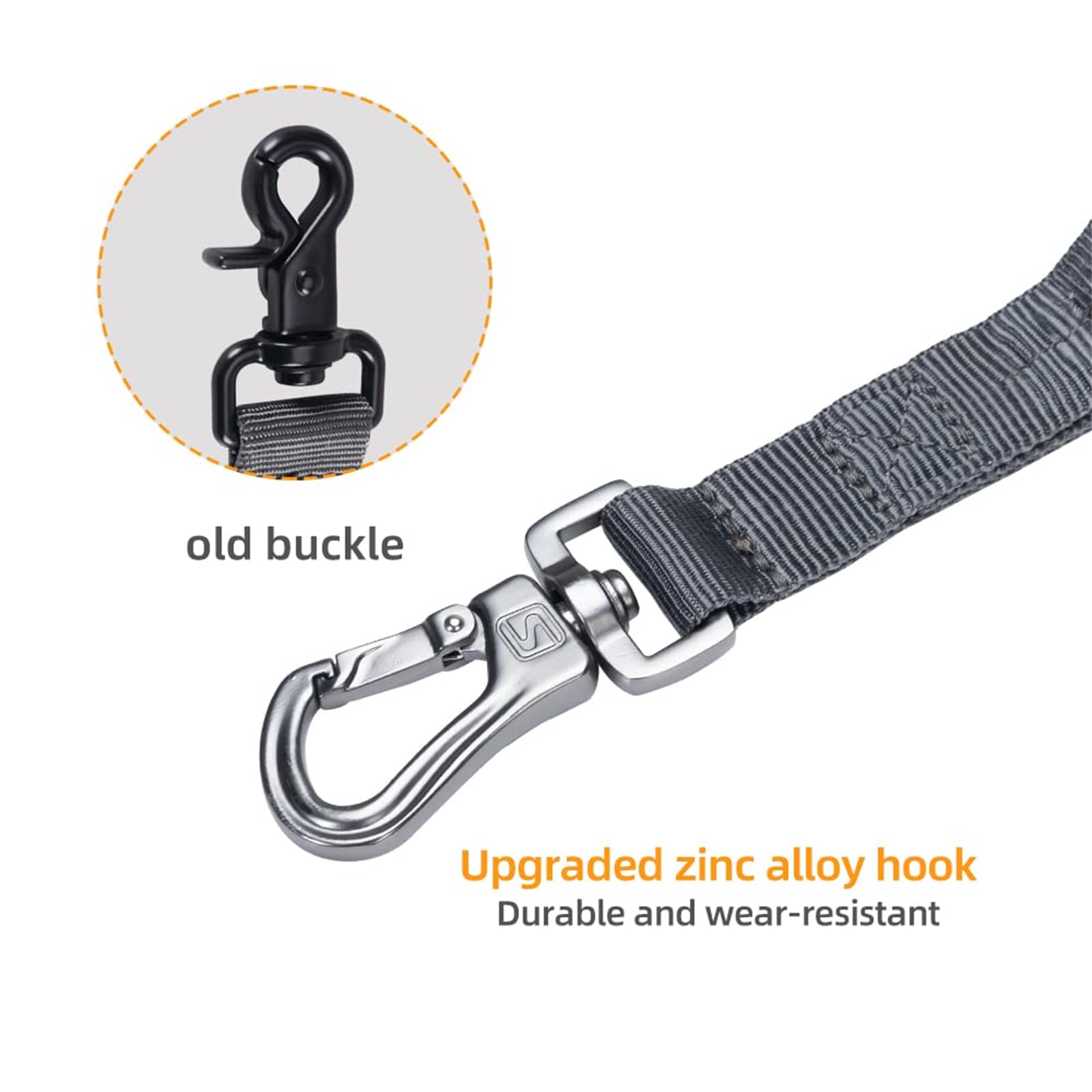 Excellent Elite Spanker Tactical Dog Leash Heavy Duty 5-6Ft Adjustable No Pull Military Bungee Dog Leash Elastic Leads Rope With 2 Padded Control Handle For Medium Large X-Large Dogs(Gry)