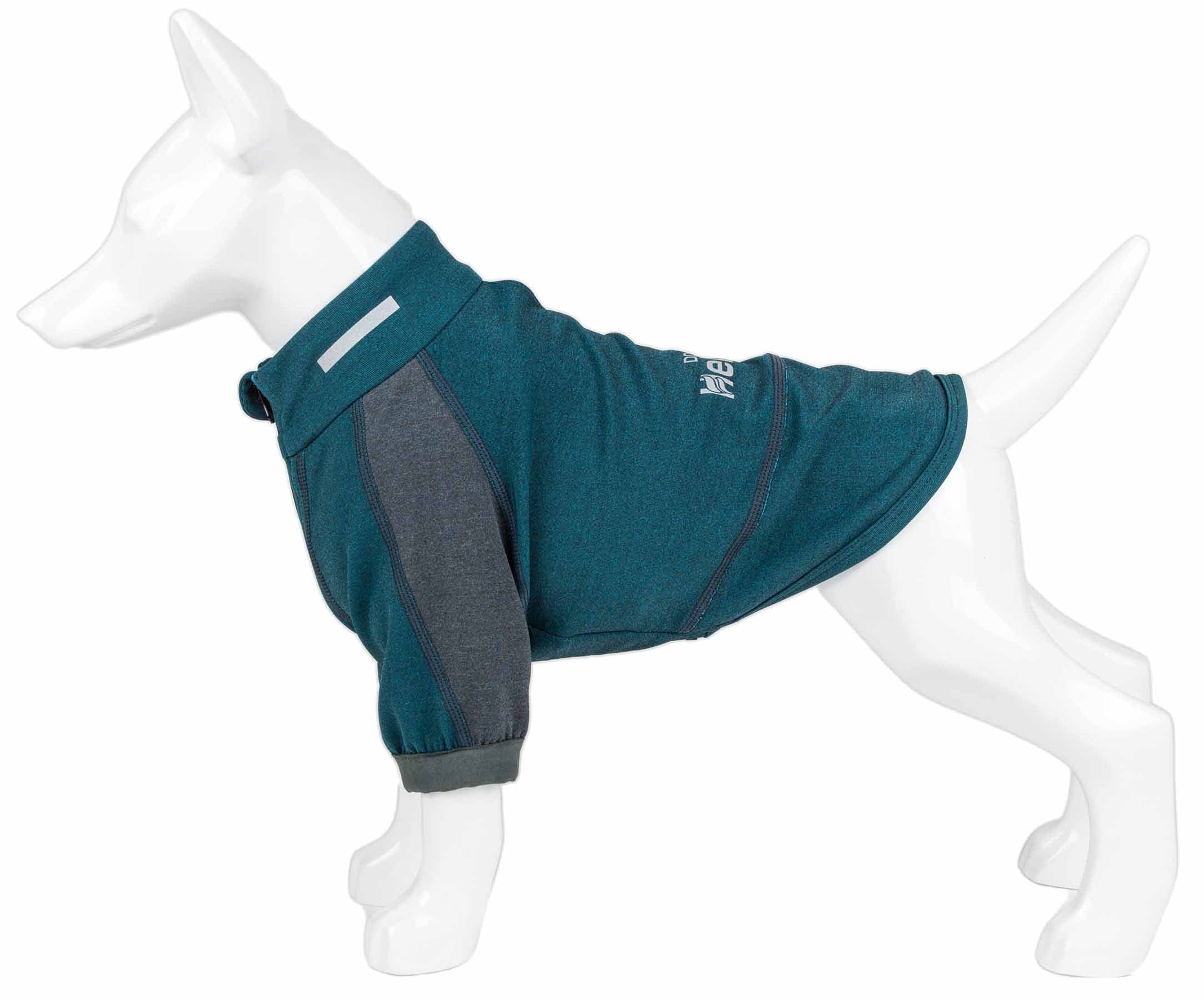 Dog Helios ® 'Eboneflow' Performance Pet T-Shirt Dog Clothes - Stretchy-Neoprene Mediumweight Dog T-Shirt with Quick Dry, Reflective and 4-Way-Stretch Technology
