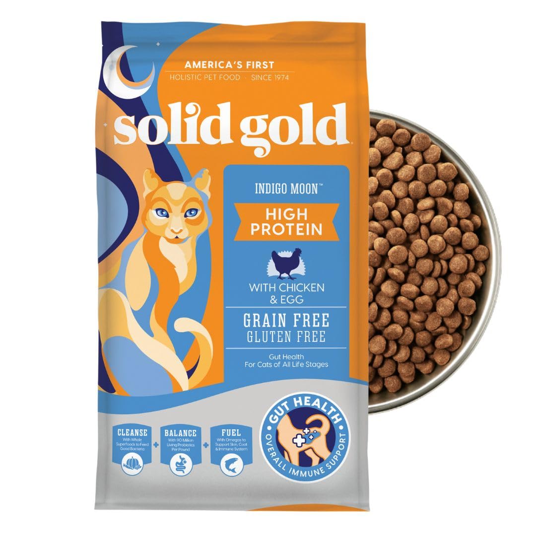 Solid Gold High Protein Dry Cat Food - Grain Free & Gluten Free Chicken Cat Dry Food w/Probiotics for Gut Health & Digestion - H