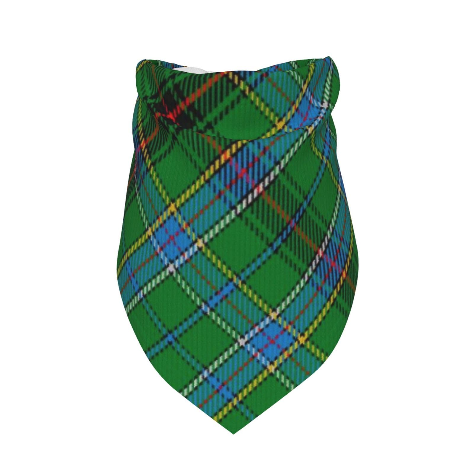 Scots Style Tartan Plaid Teal Dog Bandana Scarf Triangle Bibs Pet Accessories Cat Kerchief