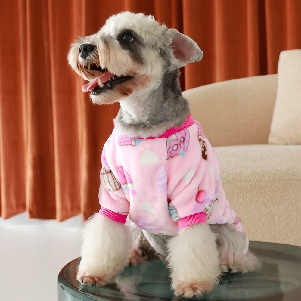 Fitwarm Sweet Cupcake Pet Clothes For Dog Pajamas Pjs Coat Soft Velvet Pink Xs