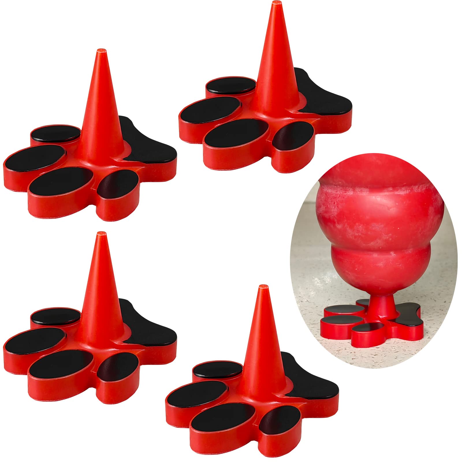 HOMDSG Dog Toy Holder Stopper Compatible with Classic Sizes X-S to XX-L, Only Plastic Paw Plug Included, Red, 4 Pack