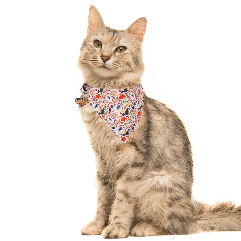 Thanksgiving Day Cat Collar Fall Breakaway With Bandana And Bell Autumn Holiday For Kitty Adjustable Safety