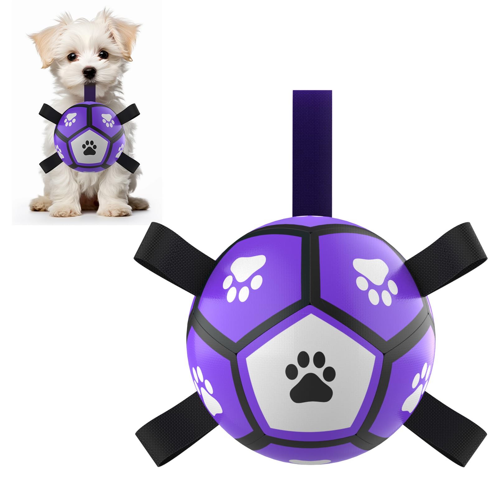 Qdan Dog Toys Soccer Balls: Interactive Dog Toys For Tug Of War, Doggy Balls With Straps, Puppy Birthday Gifts, Durable Puppy Ba