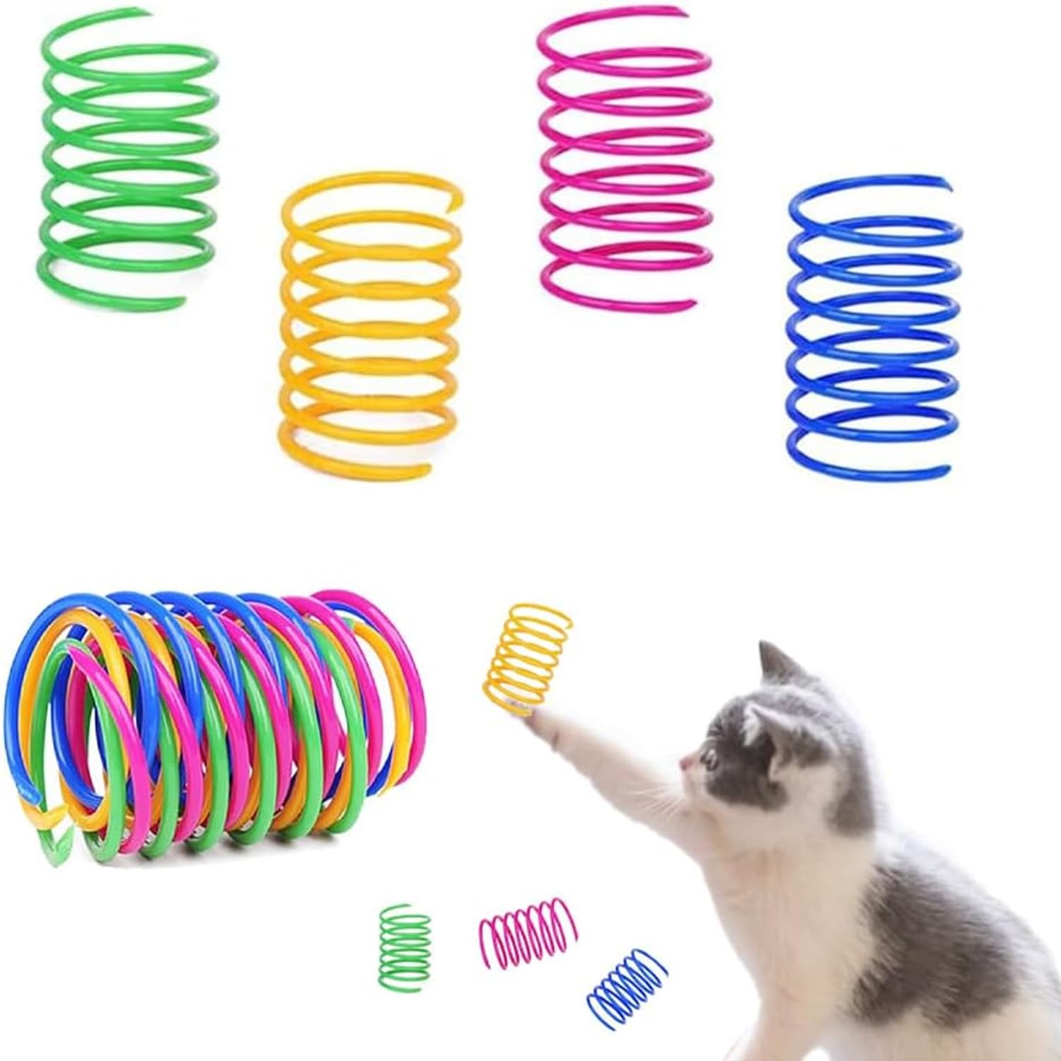 Hersmile Cat Toys For Indoor,35 Pack Interactive Cat Toy Pack Including Crinkle Balls,Sparkle Balls,Spiral Springs For Most Cats