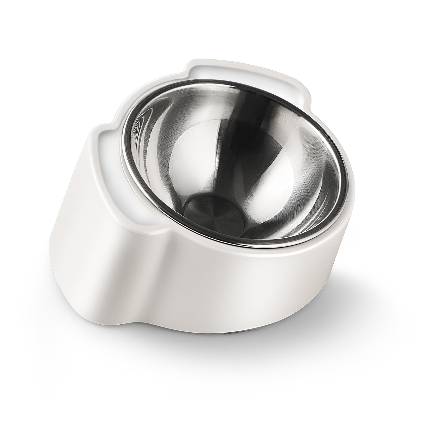 15 Elevated Dog & Cat Bowl - Anti-Vomiting Tilted Stainless Steel Pet Feeder, Non-Slip Raised Base For Small & Medium Pets, Easy