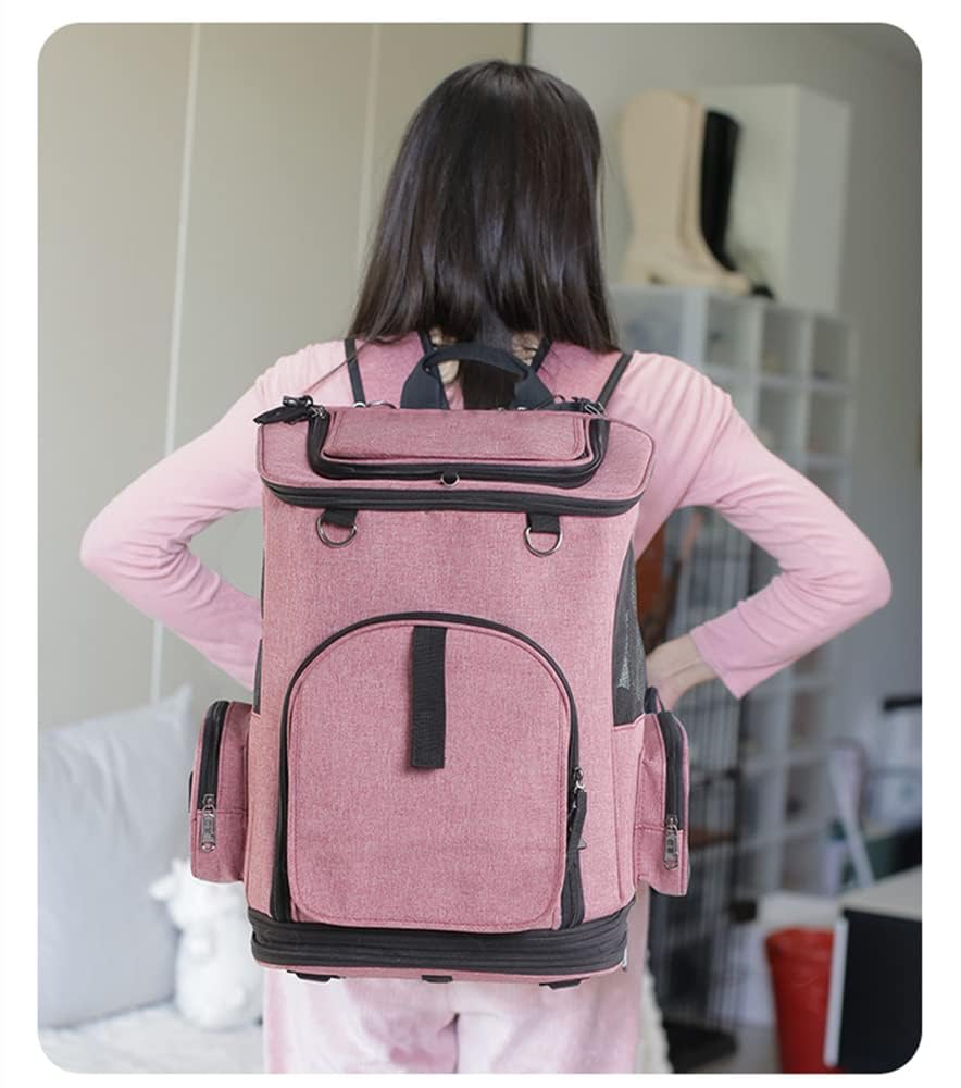 Falytemow Pet Carrier Backpack With Wheel And Fan For Small Dogs And Cats Under 22Lb Collapsible Breathable System Waterproof Ca