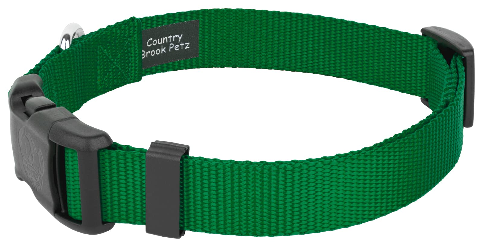 Country Brook Petz - 33 Vibrant Colors - American Made Deluxe Nylon Dog Collar With Buckle (Medium, 3/4 Inch, Christmas Green)