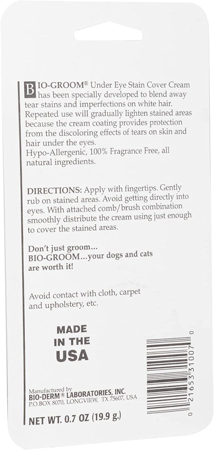 Bio-groom Stain-Free Dog Eye Cream - Tear Stain Remover for White Dogs, Natural Eye Wash, Hypo-Allergenic, Cruelty-Free, Made in