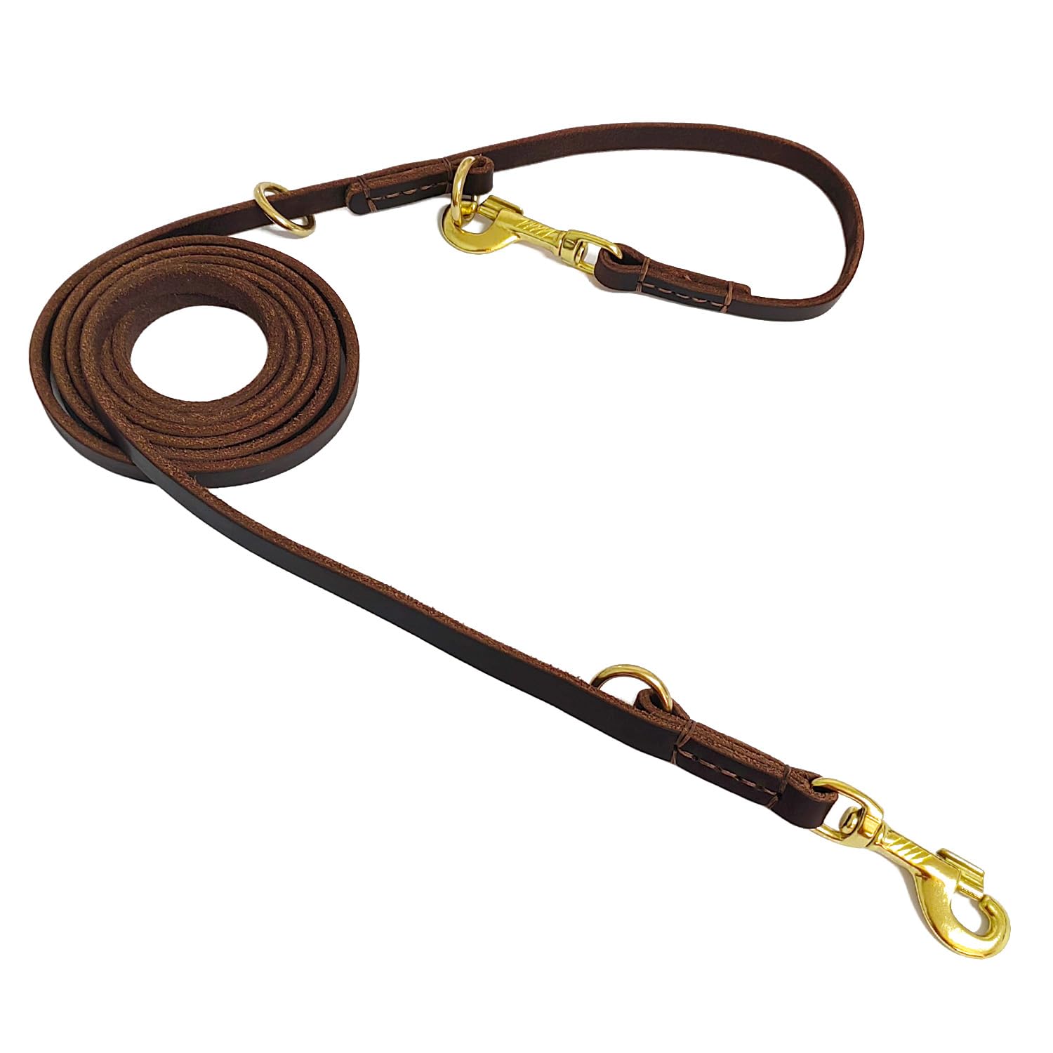 Lwbmg Multi Function Leather Dog Leash 8Ft Genuine Leather Leash For Dogs Hands Free Dog Leash Double Ended Dog Training Leash F