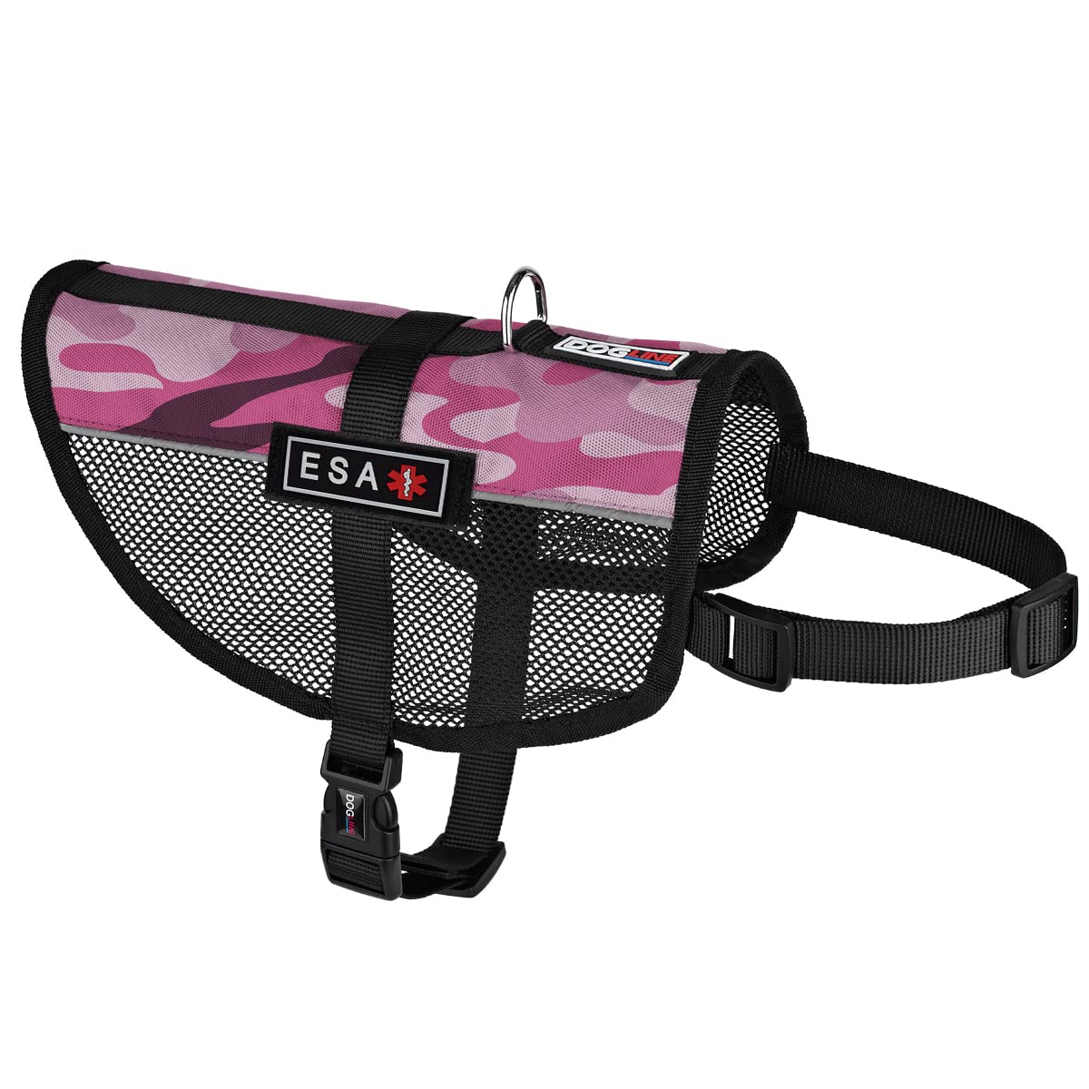 Dogline Maxaire Vest Esa Removable Rubber Patches Adjustable Harness Reflective For Puppies Small Medium And Large Dogs 17 By 21 Inch Girth Pink Camo