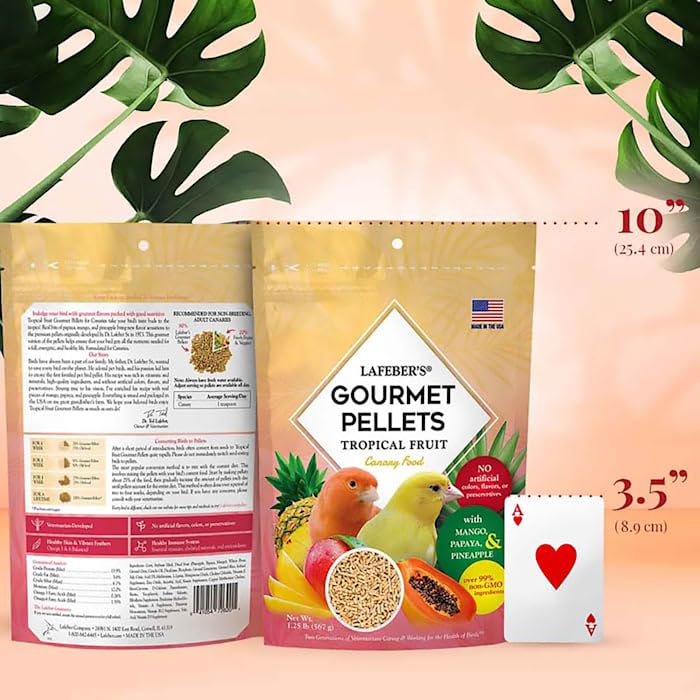 LAFEBERS Tropical Fruit Gourmet Pellets Pet Bird Food, No Added Sugar, Made with Non-GMO and Human-Grade Ingredients, for Canar