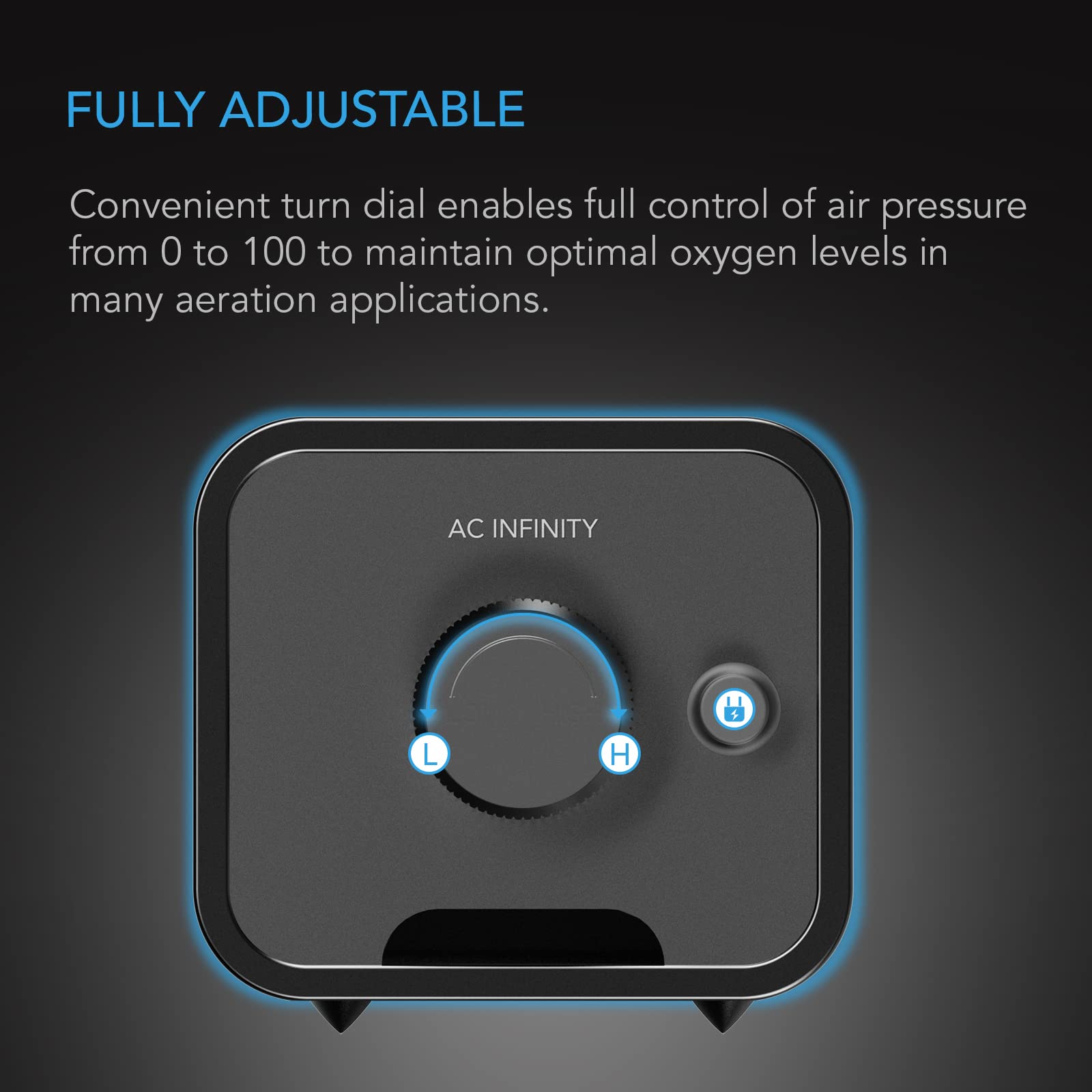 AC Infinity Air Pump 24 GPH (1.5 L/M), One-Outlet Adjustable Oxygen Pump Kit with Tubing, Check Valve, and Air Stone, for Aquari