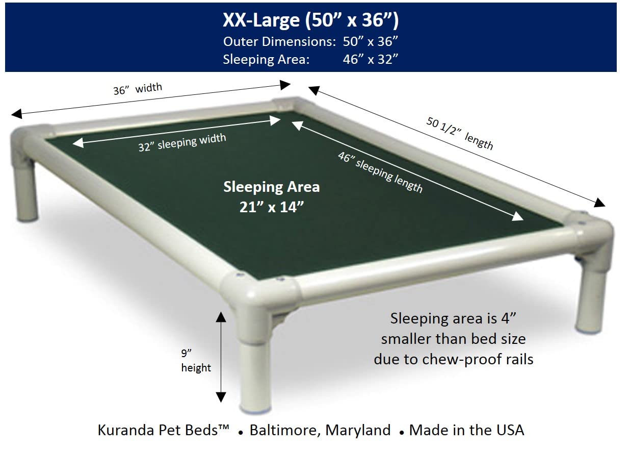 Kuranda Chewproof Bed - Almond PVC - 50'' x 36'' - Cordura Nylon - Forest