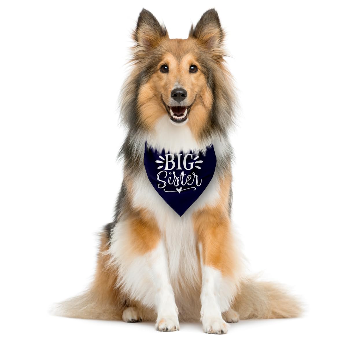 Big Sister Dog Bandana - Dark Blue Triangle Scarf For Small, Medium, Large Dogs - Pet Accessories For Baby Announcement (D33)
