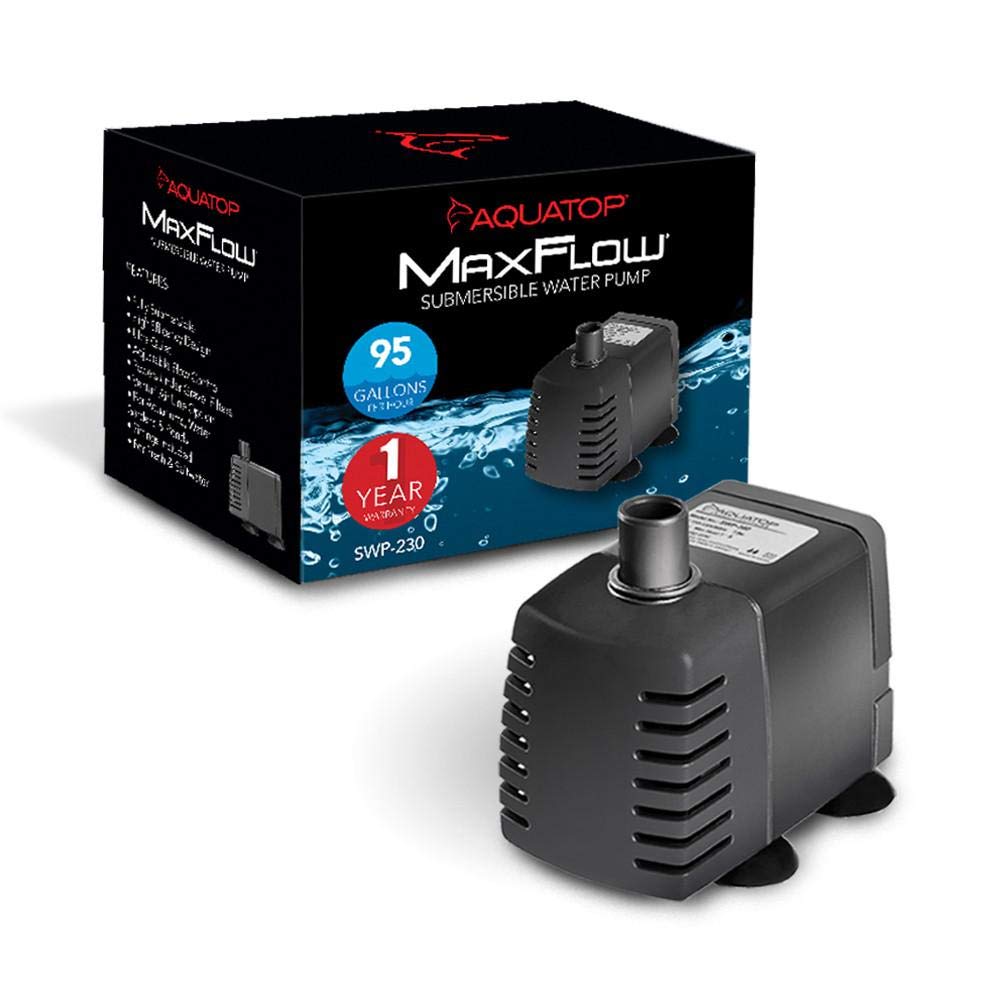 Aquatop Maxflow Submersible Aquarium Pump 95 Gph Adjustable Flow, For Fish Tanks, Sumps And Statuary, Swp-230