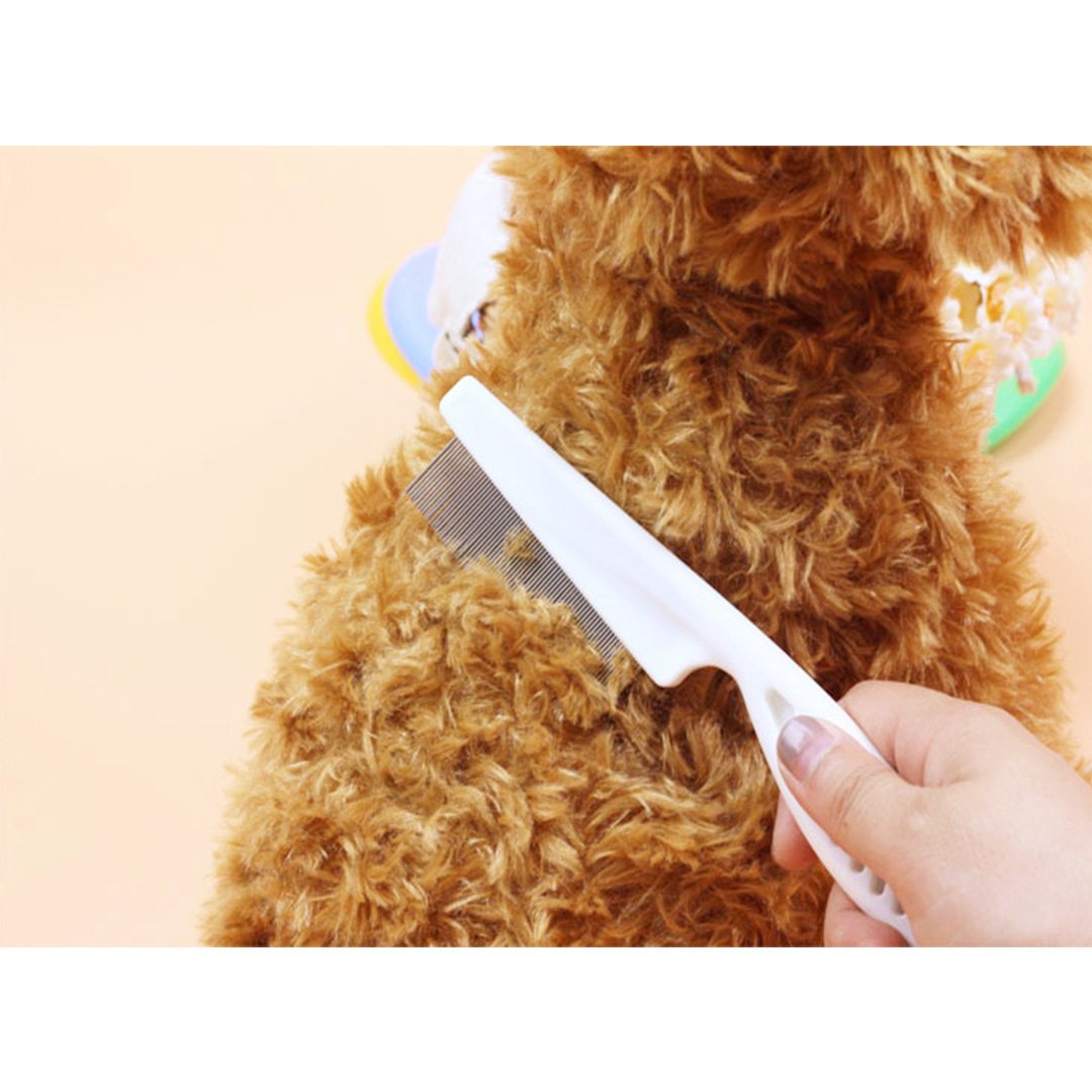 Ennc Pet Grooming Tool Extra Fine Toothed Flea Comb Cat/Dog Stainless Steel Brush Comb -White