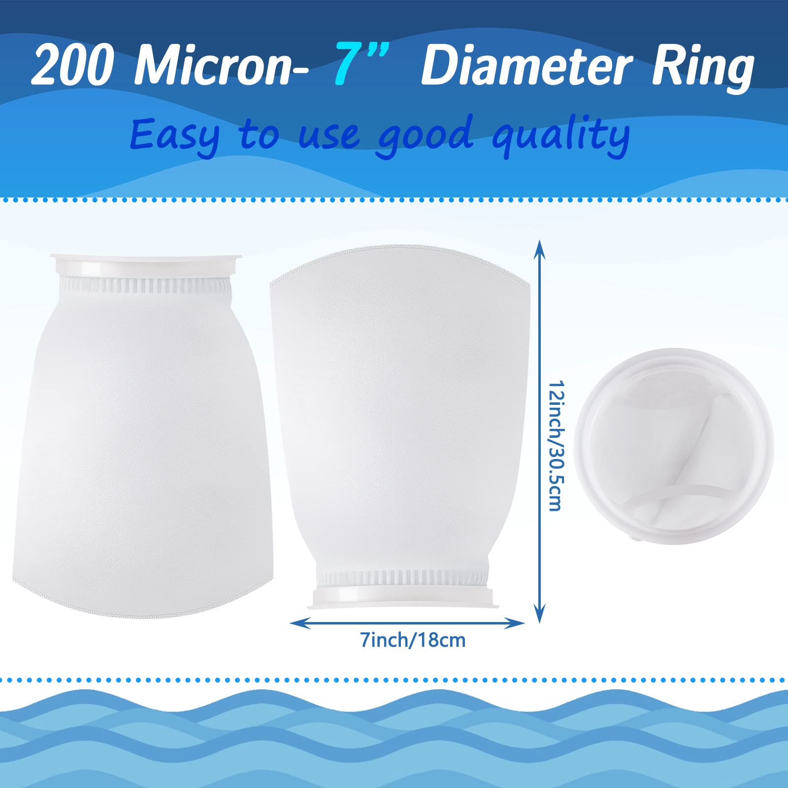Jecery 16 Pack Ring Filter Socks 200 M Aquarium Filter Bags Aquarium Socks For Tank Sump Saltwater Freshwater(12    7 Inches)