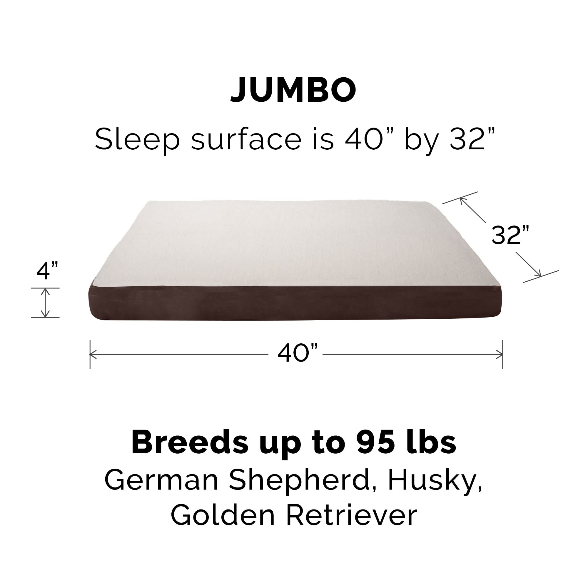 Furhaven Orthopedic Dog Bed for Large Dogs w/ Removable Washable Cover, For Dogs Up to 95 lbs - Sherpa & Suede Mattress - Espres